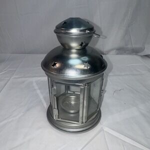 IKEA Tea Light Candle Holder Lantern Glass Panels Star Pattern